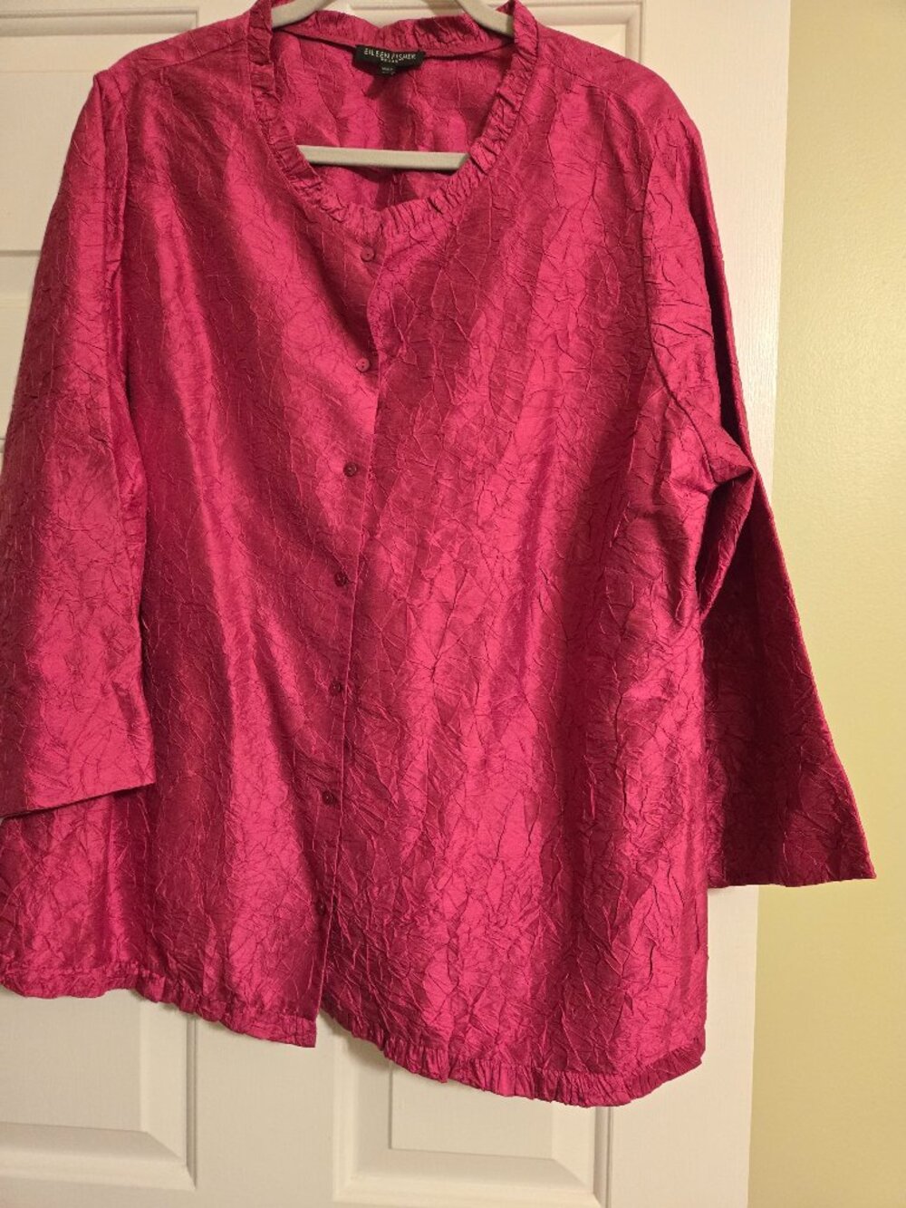 Eileen Fisher hot pink textured jacket 3X